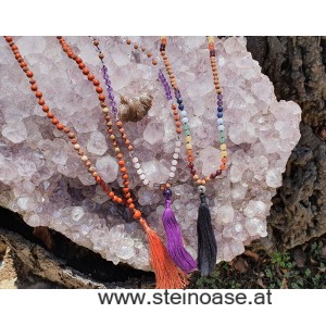 MALA Edelstein 'Chakra' mit Silber-OM